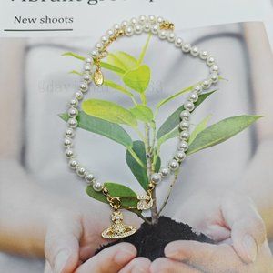 Vivienne Westwood Diamond Planet Necklace gold